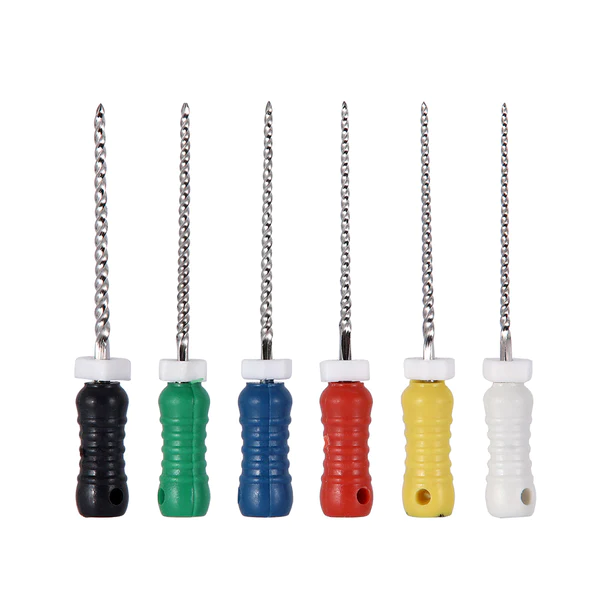 Limas dentales manuales AZDENT de acero inoxidable de 25 mm, n.° 15-80, 6 unidades, 9 colores