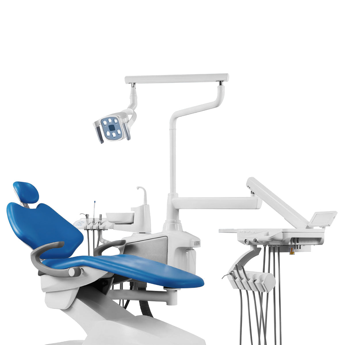 Dental Chair Unit QL2028III-2024 DC Motor Computer Controlled PU Hard Leather w/ Dentist Stool Dark Blue