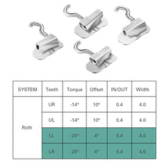 Tubo de unión AZDENT para primer molar con gancho deslizante crimpable Roth 0.022 (4 unidades)