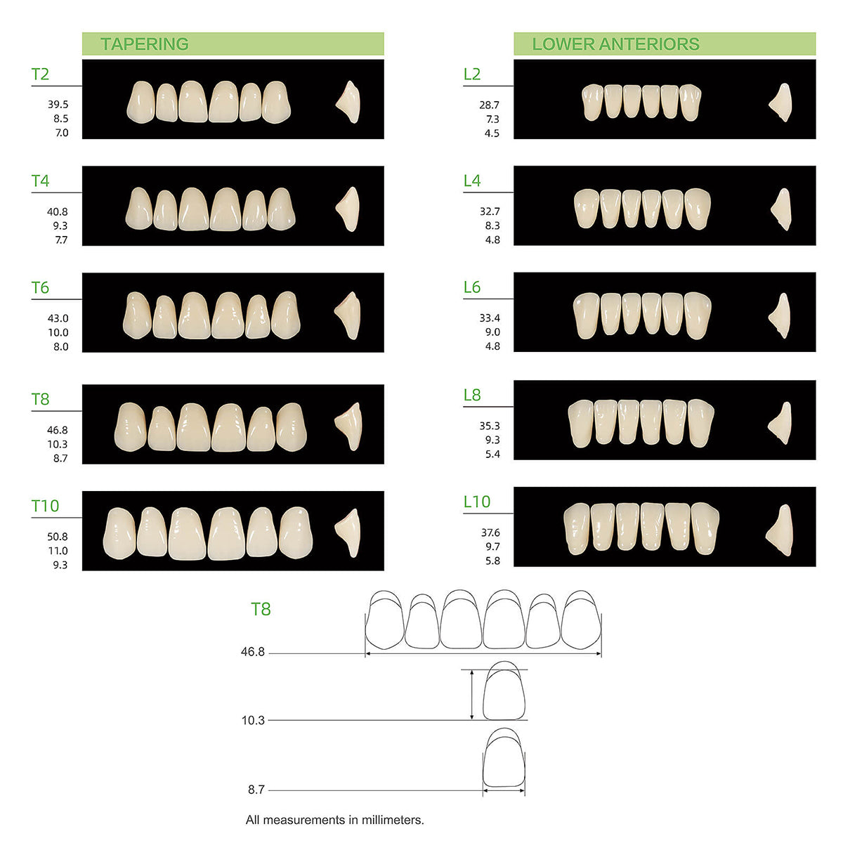 Dental Synthetic Polymer Teeth Resin Denture A1/A2/A3 28 Teeth/Set