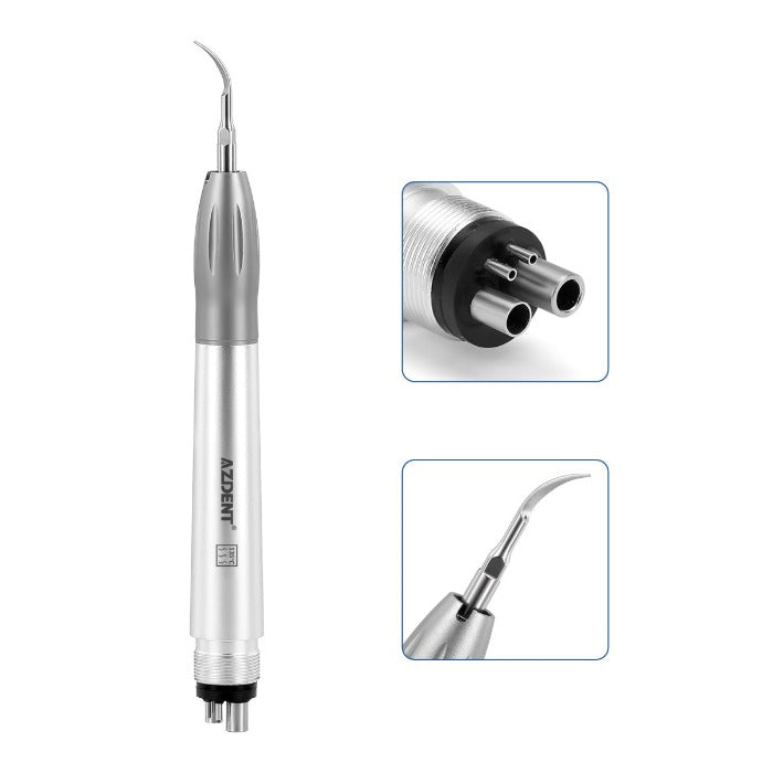 AZDENT Dental Air Scaler Handpiece Super Sonic Scaling Handle 2/4 Holes With 3 Scaler Tips