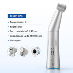 COXO Dental 1:1 Low Speed Electric Handpiece Contra Angle Straight Handpiece Air Motor 4 Holes