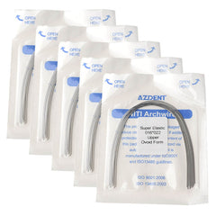 Arco de alambre AZDENT Niti Super Elastic, forma ovoide, rectangular, 0,016 x 0,022, superior, 10 unidades/paquete