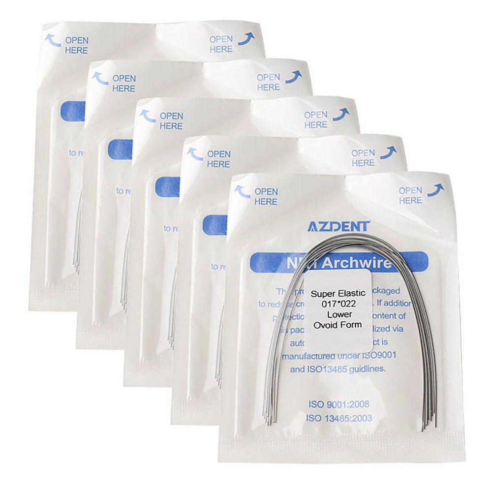 Arco de alambre AZDENT Niti Super Elastic con forma ovalada rectangular de 0,017 x 0,022 mm (10 unidades/paquete)
