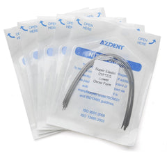 Arco de alambre AZDENT Niti Super Elastic Ovoide Rectangular 0,018 x 0,025 Inferior 10 piezas/paquete