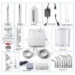 Raspador ultrasónico dental VRN-DQ40, pulidor de aire, sistema de terapia periodontal con chorro de arena, pieza de mano LED