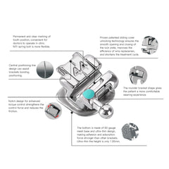 AZDENT Стоматологические металлические самолигирующиеся брекеты Mini Roth.022 крючки 345 24/комплект
