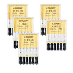 AZDENT Dental Hand K-Files Stainless Steel 25mm #40 Black 6pcs/Box