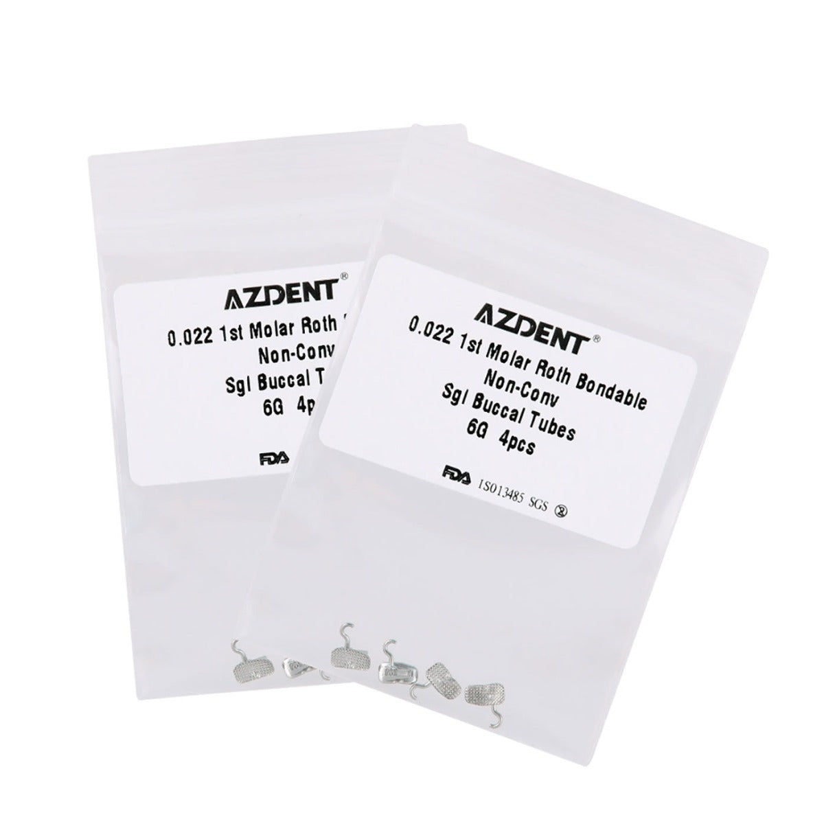 Tubo de unión AZDENT para primer molar con gancho deslizante crimpable Roth 0.022 (4 unidades)