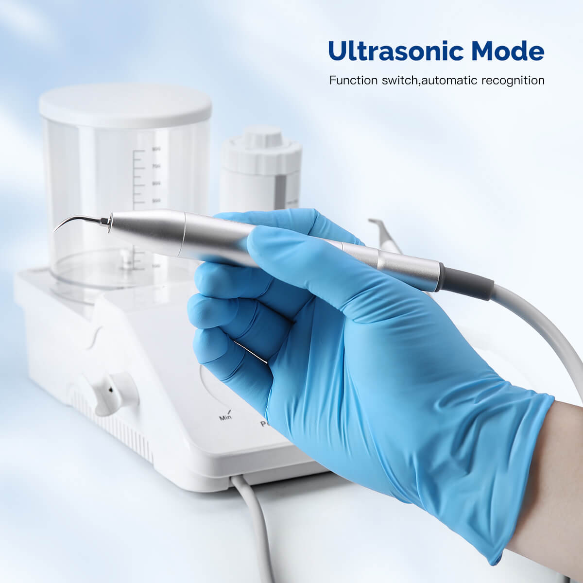 Raspador ultrasónico dental VRN-DQ40, pulidor de aire, sistema de terapia periodontal con chorro de arena, pieza de mano LED