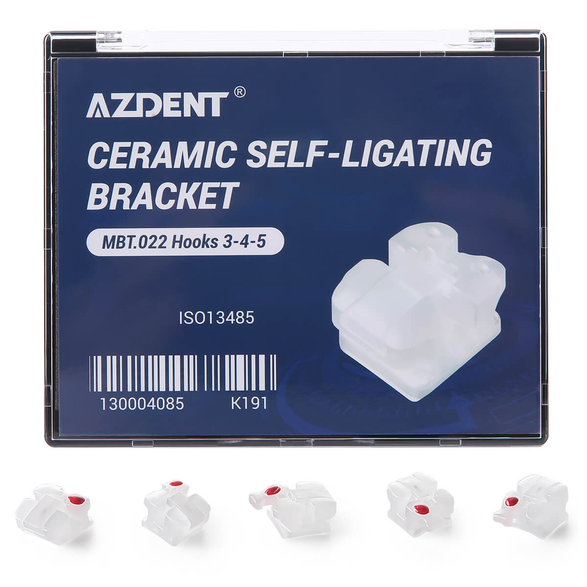 Самолигирующиеся керамические брекеты AZDENT Dental Roth/MBT 0.022 с крючком 3,4,5
