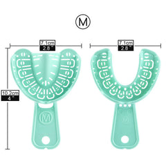 Bandejas de impresión dental de boca completa para moldes dentales, tamaño pequeño, verde, 6 piezas/juego