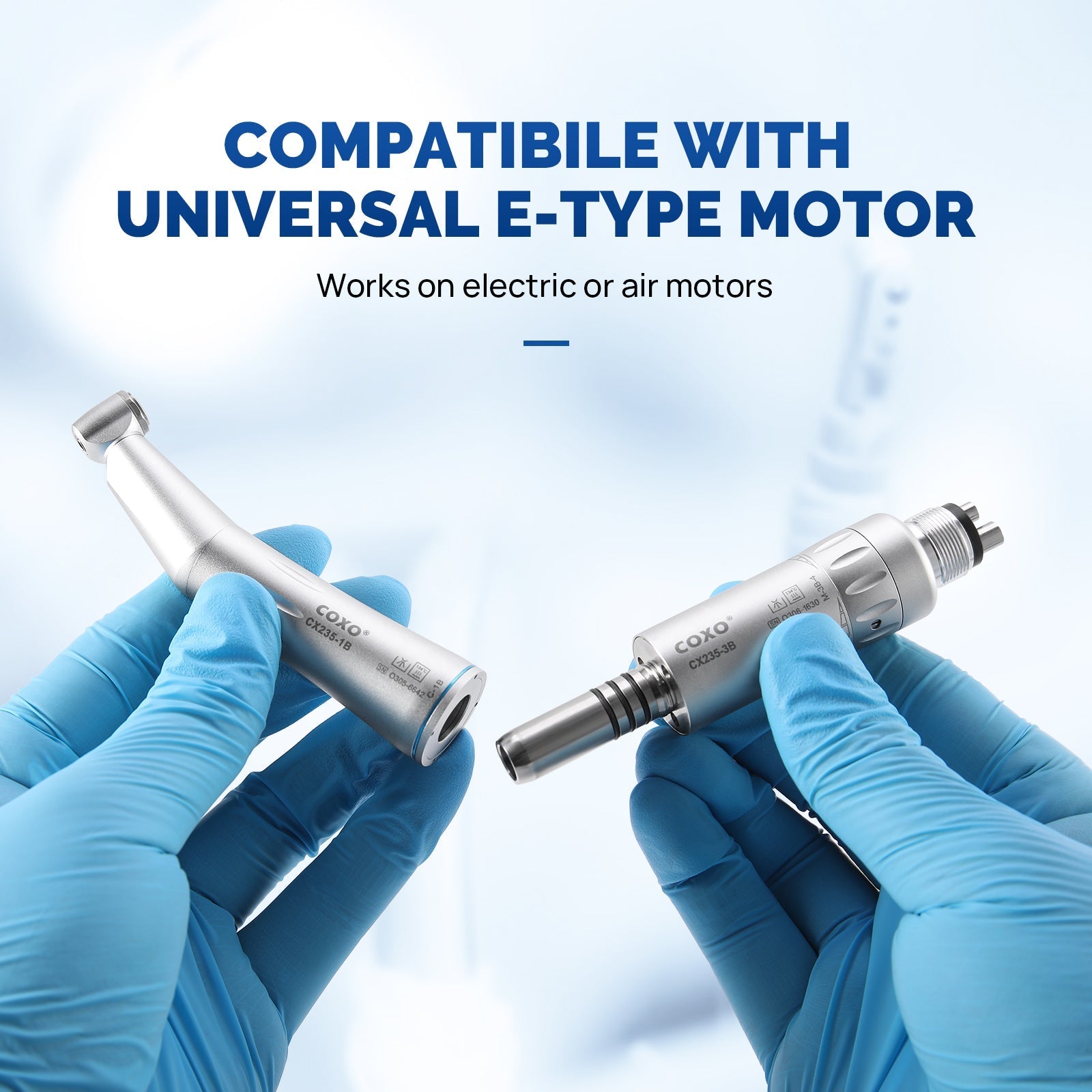COXO Dental 1:1 Low Speed Electric Handpiece Contra Angle Straight Handpiece Air Motor 4 Holes