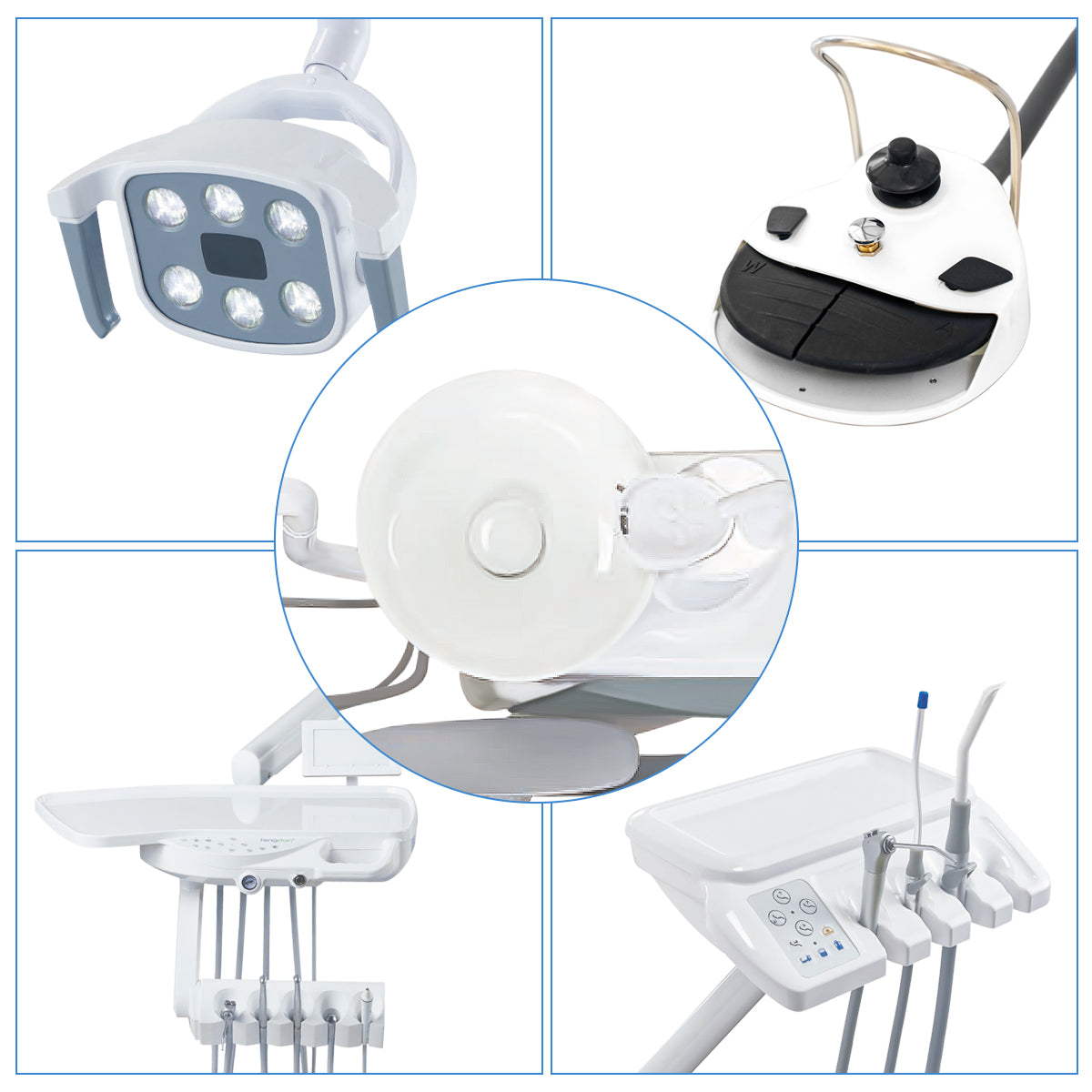 Dental Chair Unit QL2028III-2024 DC Motor Computer Controlled PU Hard Leather w/ Dentist Stool Dark Blue