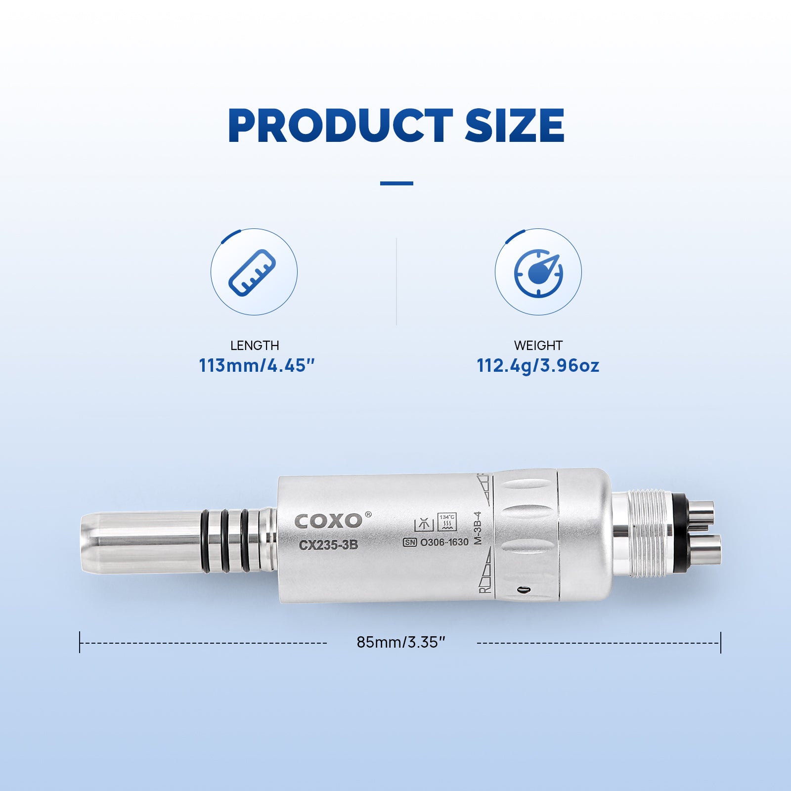 COXO Dental 1:1 Low Speed Electric Handpiece Contra Angle Straight Handpiece Air Motor 4 Holes