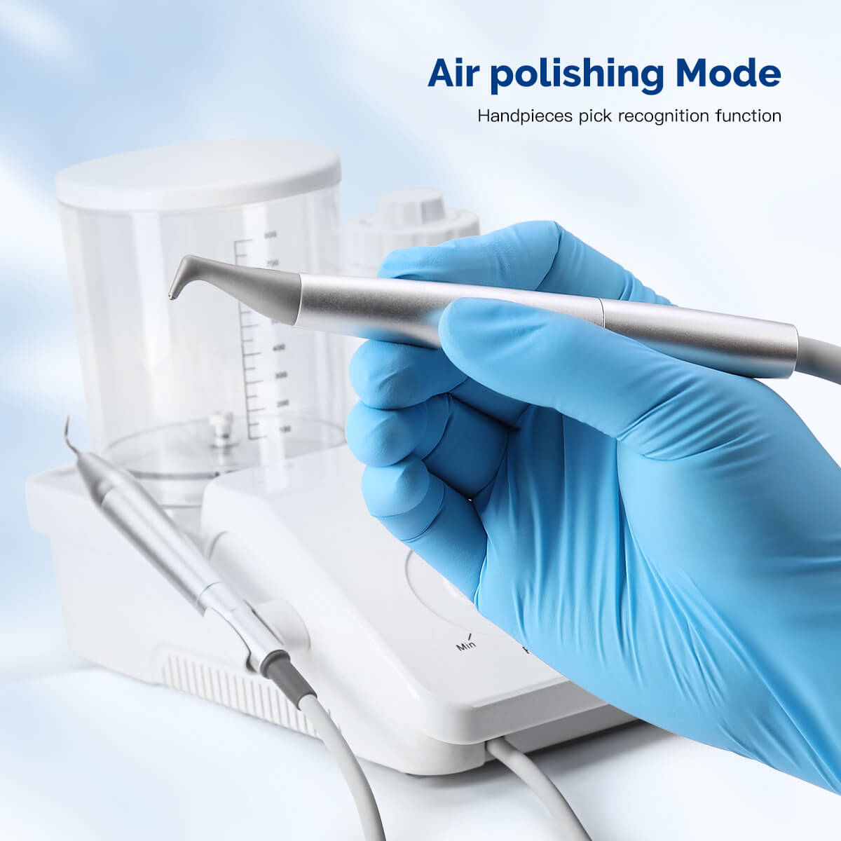 Raspador ultrasónico dental VRN-DQ40, pulidor de aire, sistema de terapia periodontal con chorro de arena, pieza de mano LED