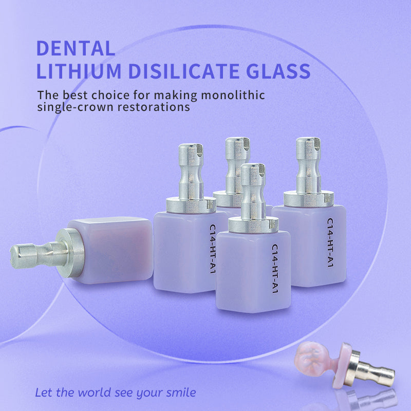 (10pcs) Zirgem Dental CADCAM Lithiume disilicate with High Transparency HT A1 A2 A3 Colors materials for Lab and clinic