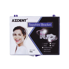 Стоматологическая керамическая брекет-система AZDENT, позиционирование, монокристаллический сапфир и щечная трубка Mini MBT 0,022 Крючки на 345