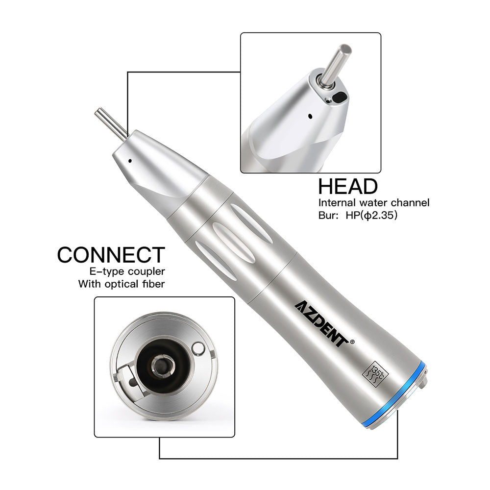 AZDENT 1:1 Fiber Optic Low Speed Straight Nose Cone Handpiece Internal Water