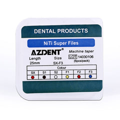 AZDENT NiTi Rotary Engine Files 25mm Assorted SX-F3 6pcs/Pk
