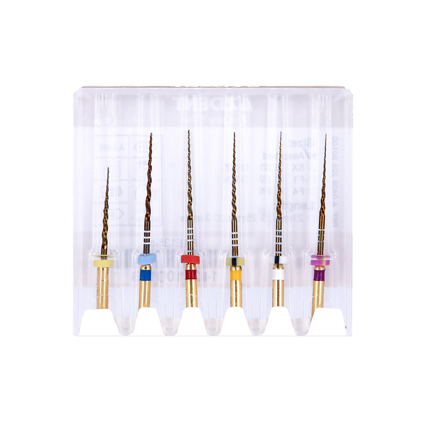 AZDENT Dental NiTi Rotary Engine Files 25mm Assorted SX-F3 Gold 6pcs/Pk