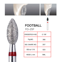 AZDENT Diamond Bur FG 368-023F Football Red 10pcs/Kit