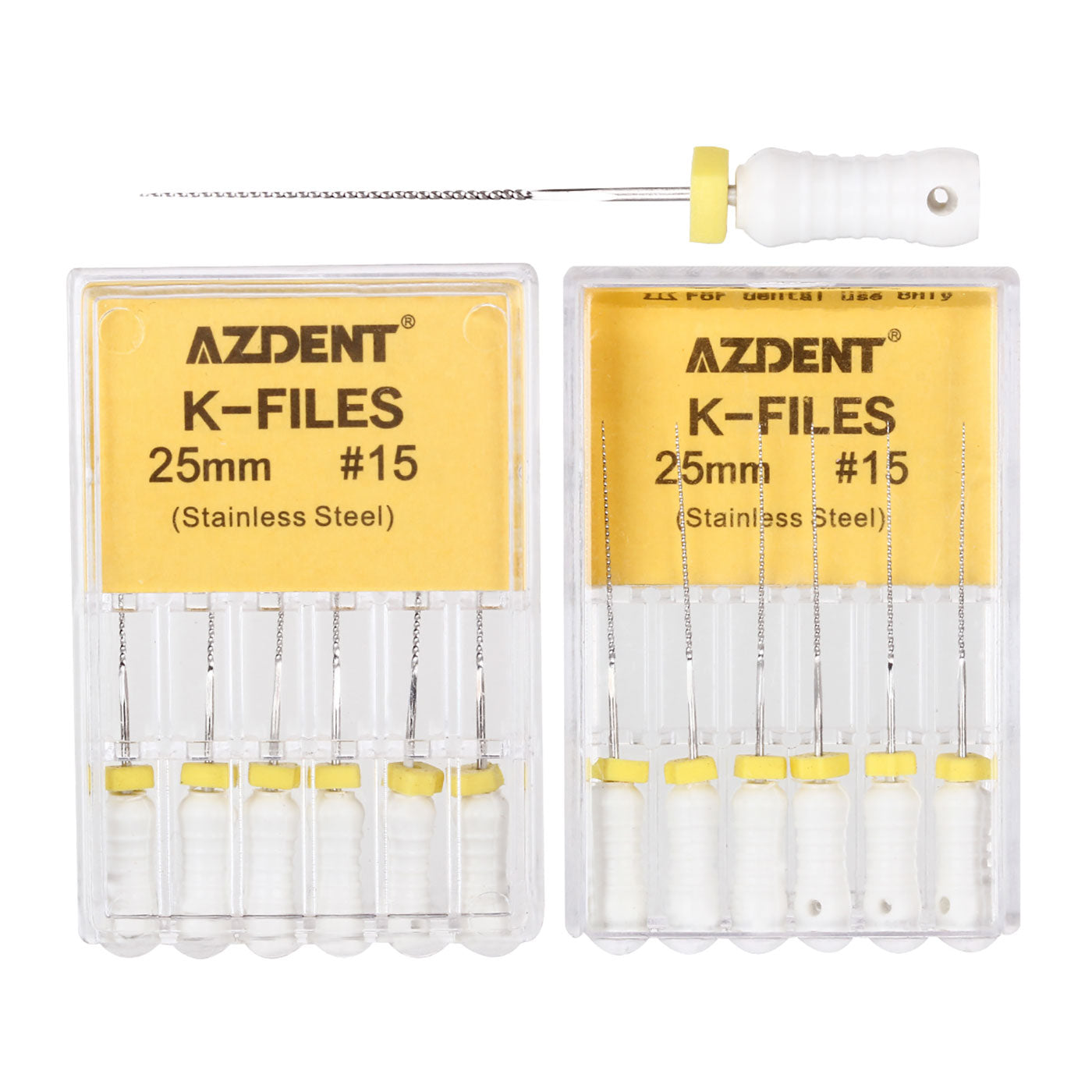 Limas dentales manuales AZDENT de acero inoxidable de 25 mm, n.° 15-80, 6 unidades, 9 colores
