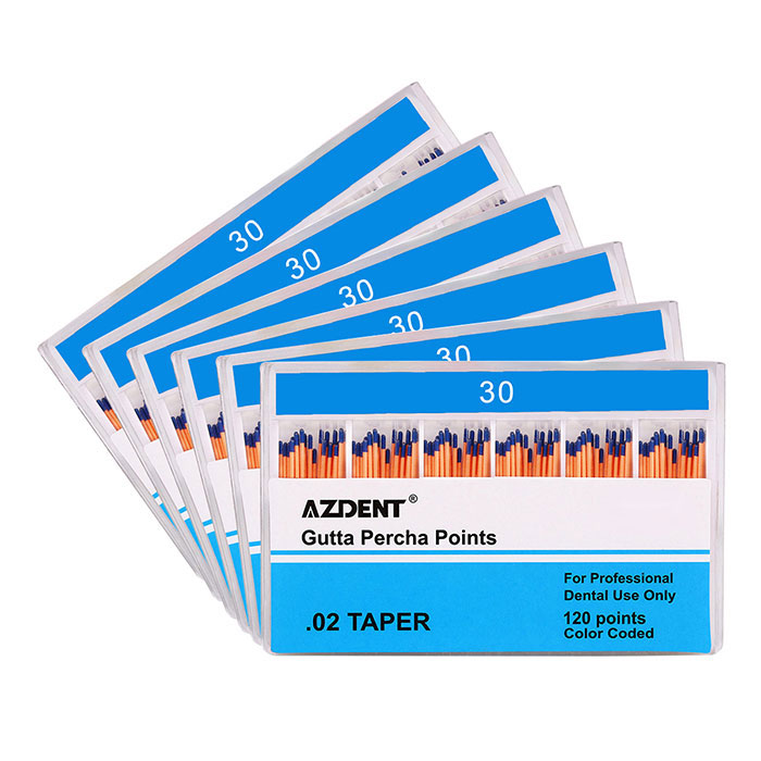 AZDENT Gutta Percha Points #30 Taper Size 0.02 Color Coded 120/Box