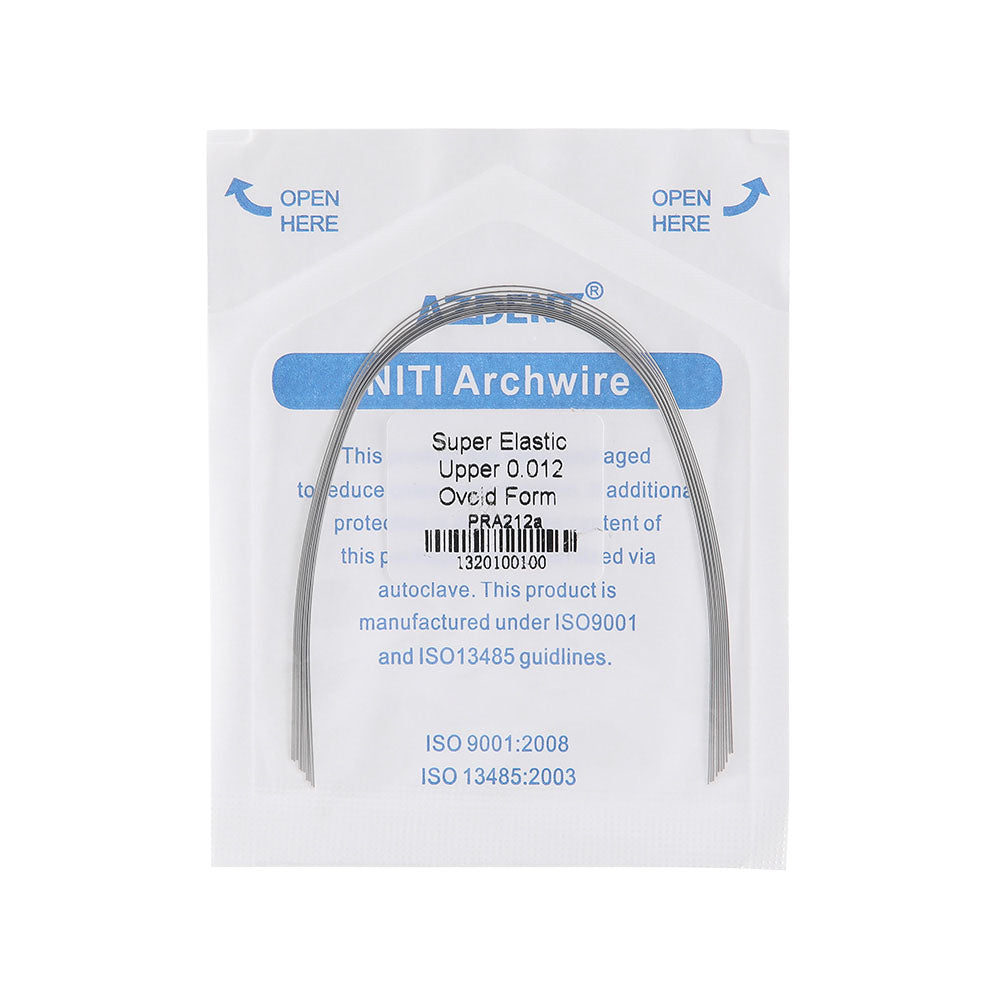 Arco de alambre AZDENT NiTi superelástico ovalado redondo de 0,012 a 0,020 mm para superior/inferior (paquete de 10 unidades)
