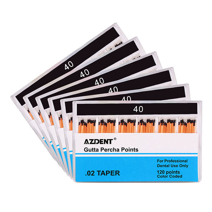 AZDENT Gutta Percha Points #40 Taper Size 0.02 Color Coded 120/Box