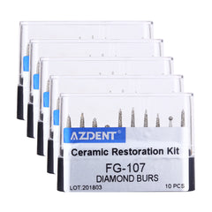 AZDENT Dental Diamond Bur FG-107 Ceramic Restoration Kit 10pcs/Kit