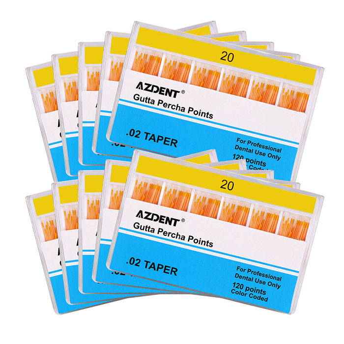 AZDENT Gutta Percha Points #20 Taper Size 0.02 Color Coded 120/Box
