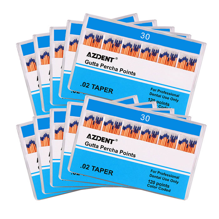 AZDENT Gutta Percha Points #30 Taper Size 0.02 Color Coded 120/Box