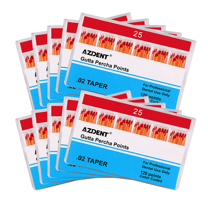 AZDENT Gutta Percha Points #25 Taper Size 0.02 Color Coded 120/Box