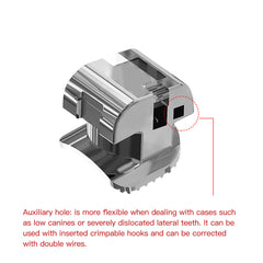 AZDENT Metal Self-Ligating Brackets Full Sizes Movable Hook Auxiliary Hole With Buccal Tube 28pcs/Box