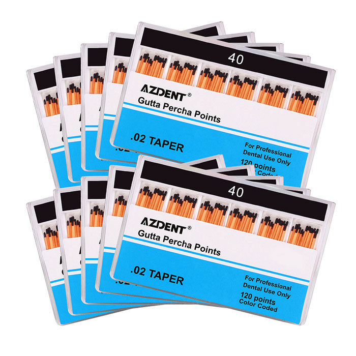 AZDENT Gutta Percha Points #40 Taper Size 0.02 Color Coded 120/Box