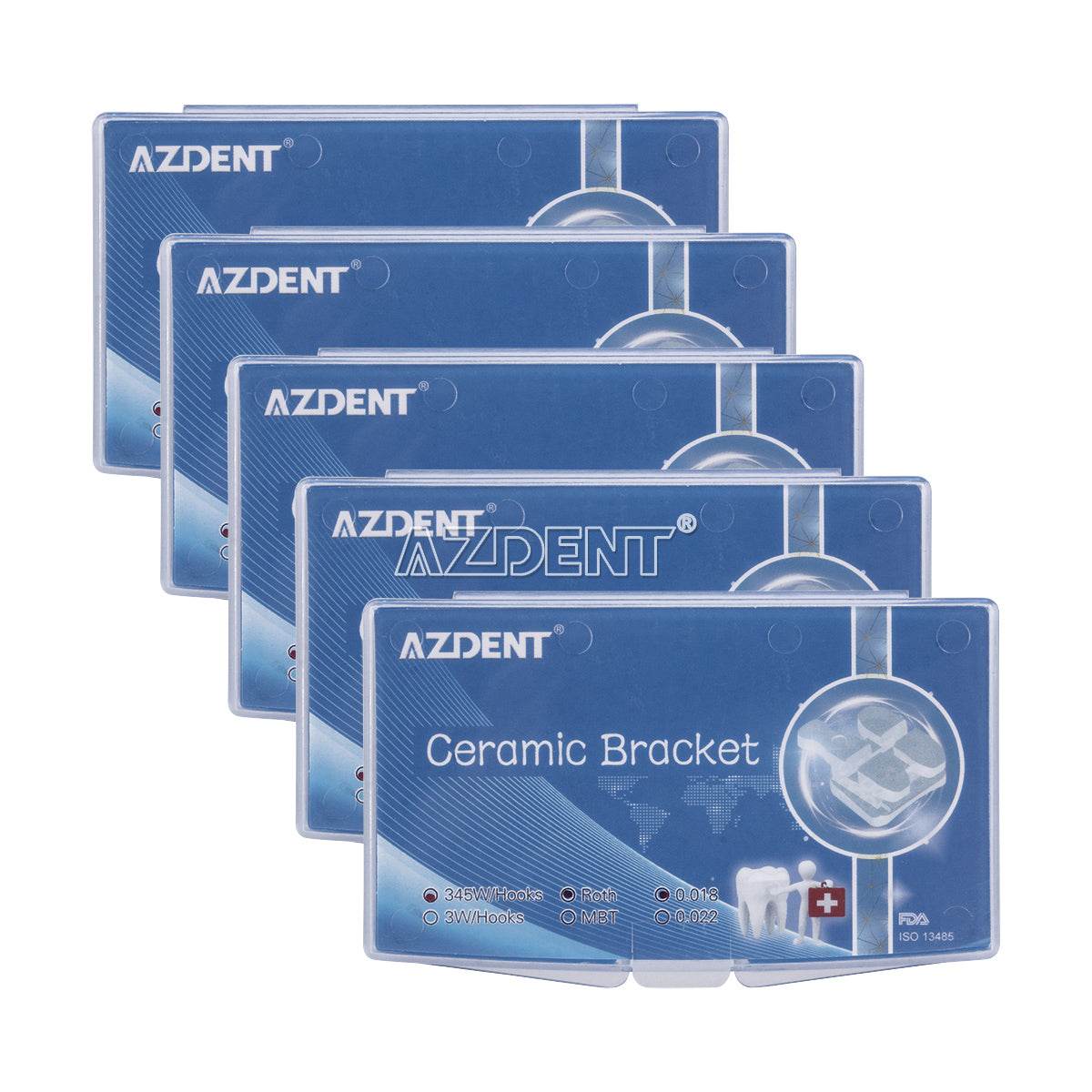 Керамические брекеты AZDENT для зубов Roth 0,018 с крючками 345 20 шт./коробка