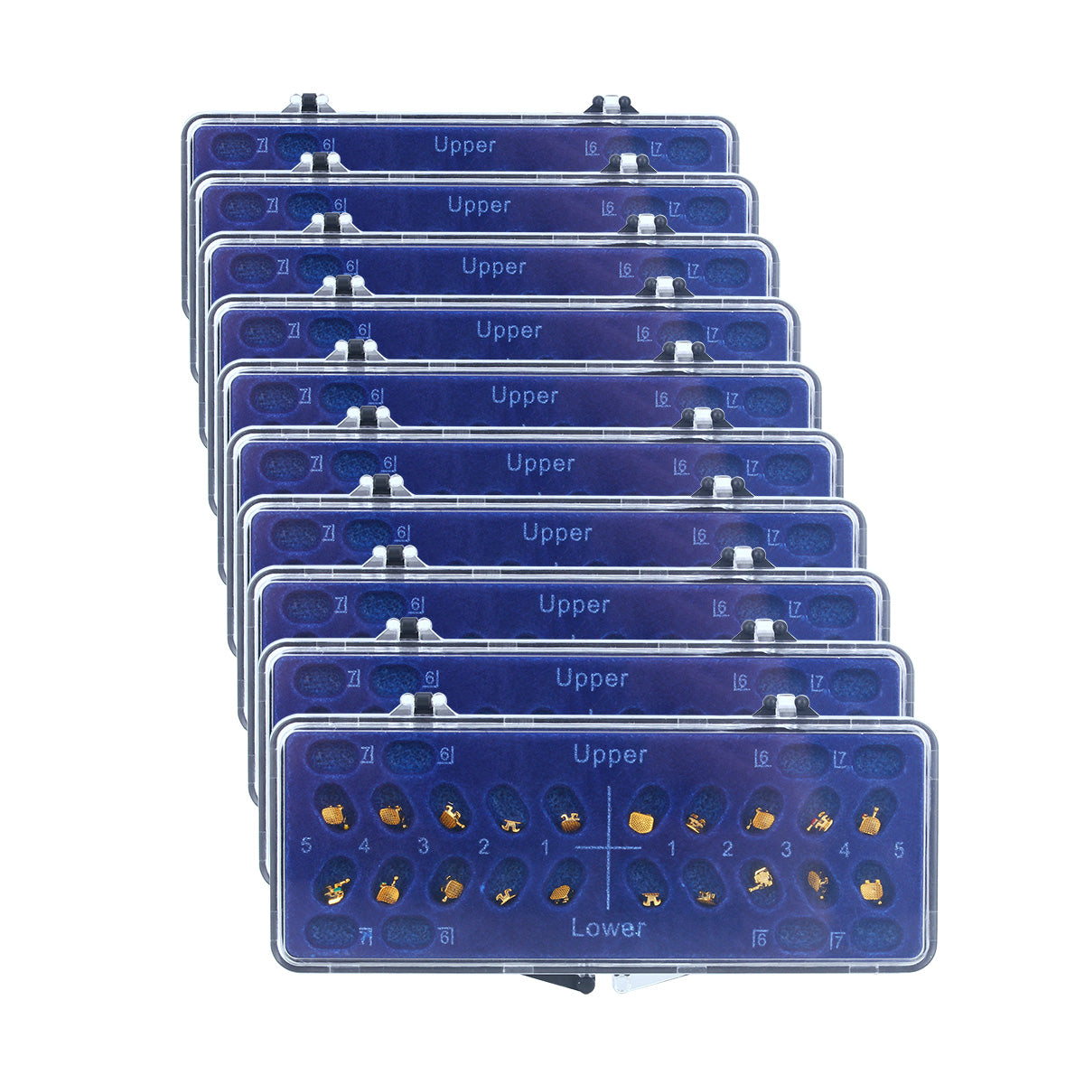 AZDENT Dental Metal Brackets Mini Roth/MBT 0.022 Hooks on 345 Gold Color 20pcs/Box