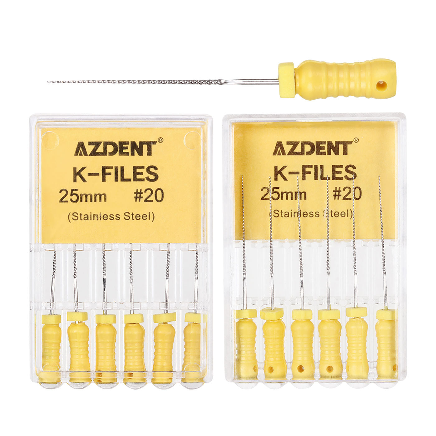 Limas dentales manuales AZDENT de acero inoxidable de 25 mm, n.° 15-80, 6 unidades, 9 colores