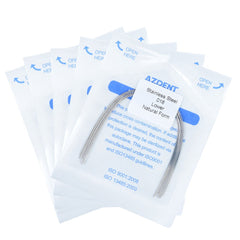 Arco de alambre AZDENT de acero inoxidable, forma natural, redondo, 0,018 mm, inferior, 10 unidades/paquete