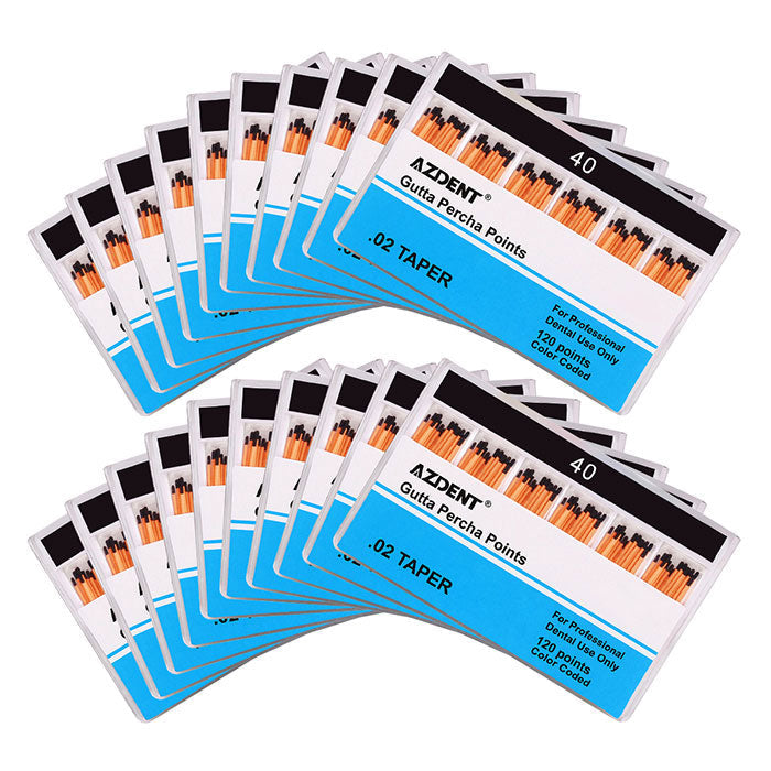AZDENT Gutta Percha Points #40 Taper Size 0.02 Color Coded 120/Box