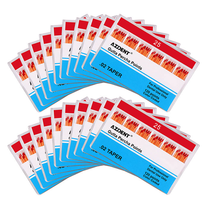AZDENT Gutta Percha Points #25 Taper Size 0.02 Color Coded 120/Box