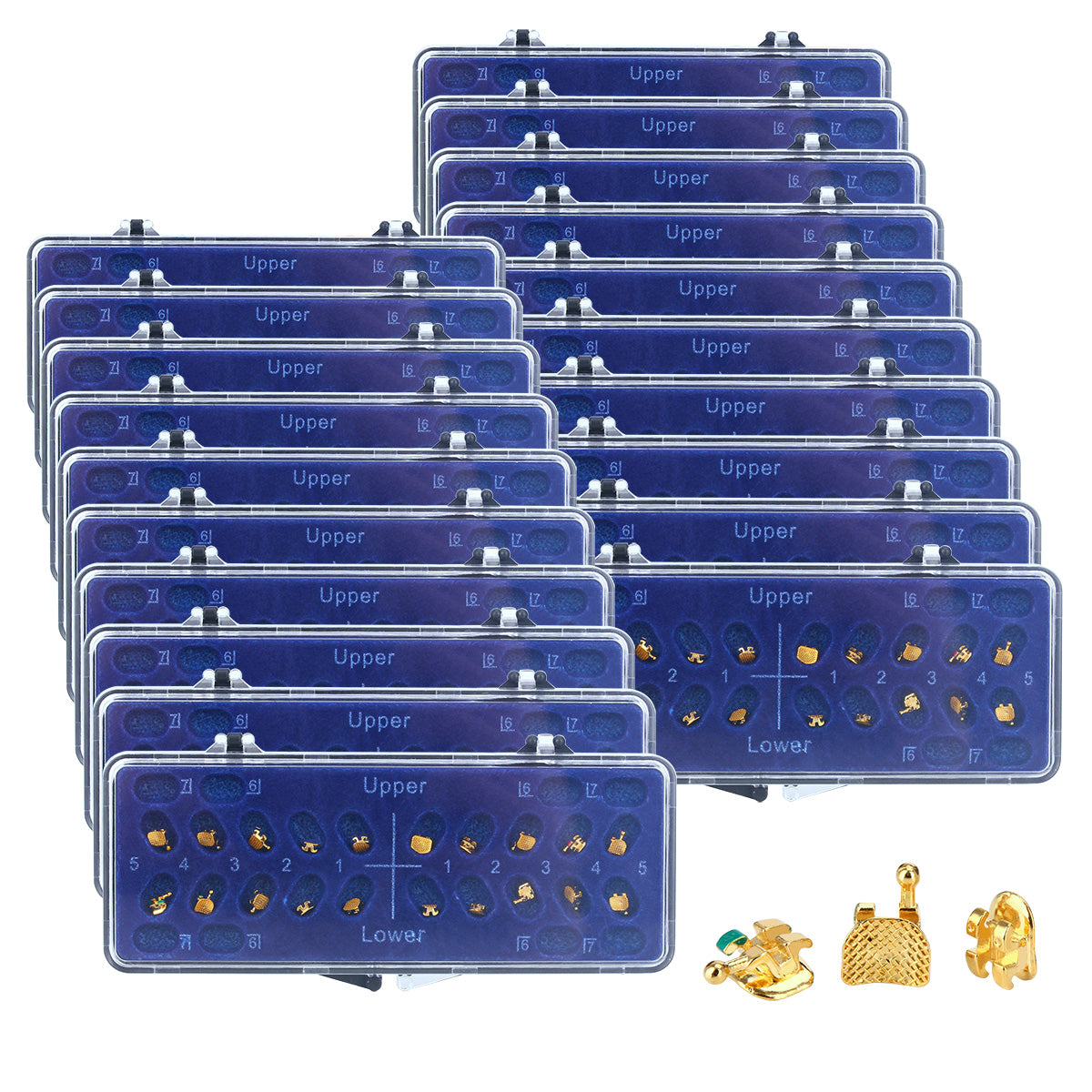AZDENT Dental Metal Brackets Mini Roth/MBT 0.022 Hooks on 345 Gold Color 20pcs/Box