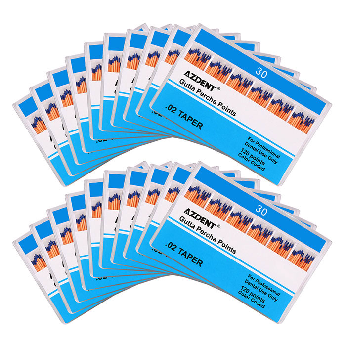 AZDENT Gutta Percha Points #30 Taper Size 0.02 Color Coded 120/Box
