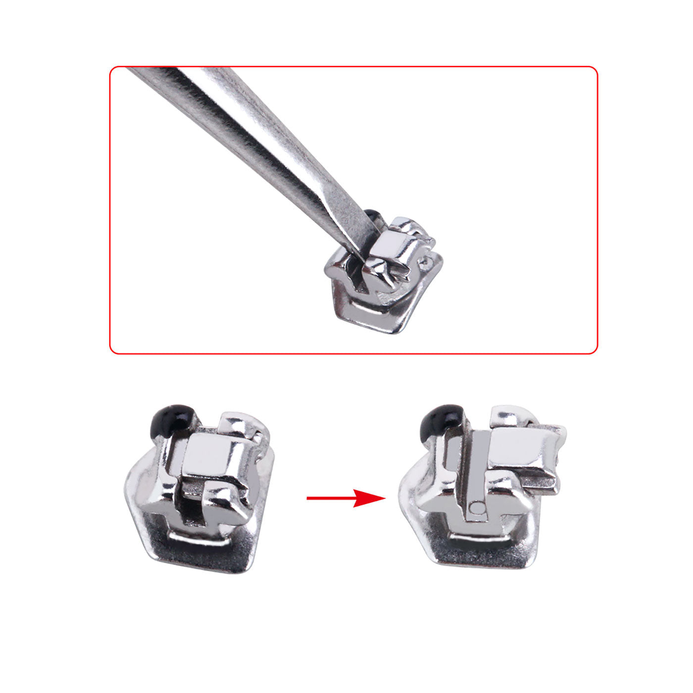 Самолигирующиеся брекеты AZDENT Dental Metal MBT .022 с крючками 345 и щечной трубкой 28 шт./комплект