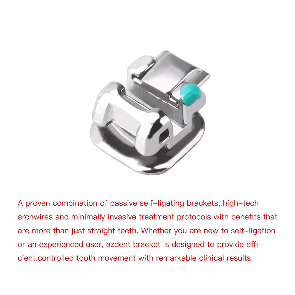 AZDENT Metal Self-Ligating Brackets Full Sizes Movable Hook Auxiliary Hole With Buccal Tube 28pcs/Box