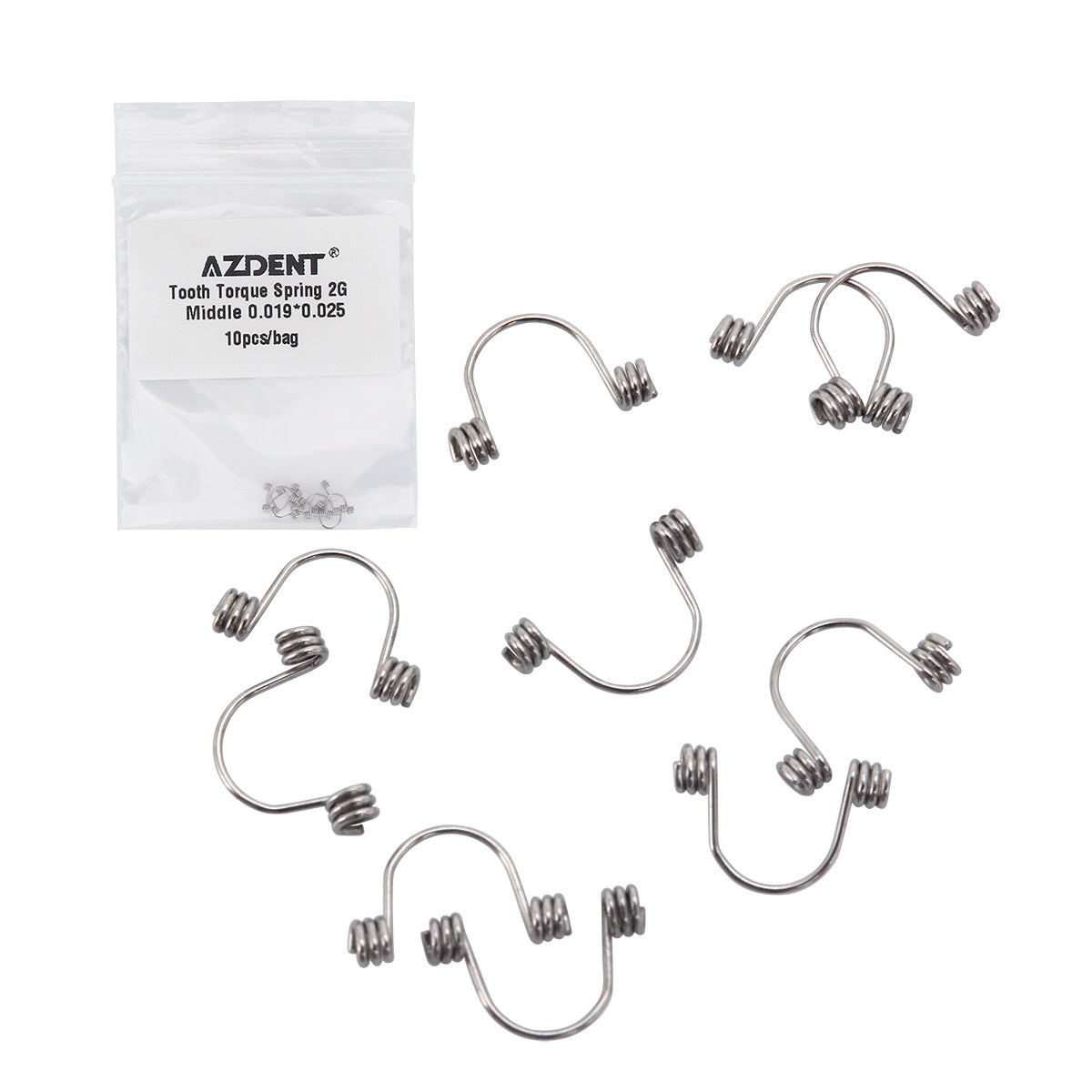 AZDENT Tooth Torque Rectangular Spring 2G Middle 0.019*0.025 10/Bag