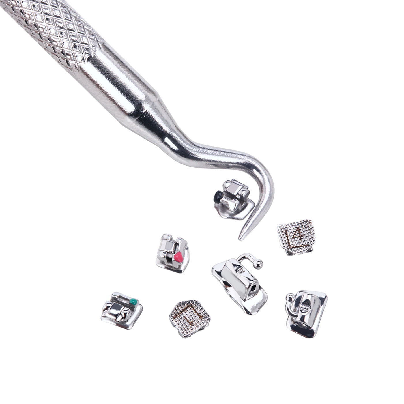 Самолигирующиеся брекеты AZDENT Dental Metal MBT .022 с крючками 345 и щечной трубкой 28 шт./комплект