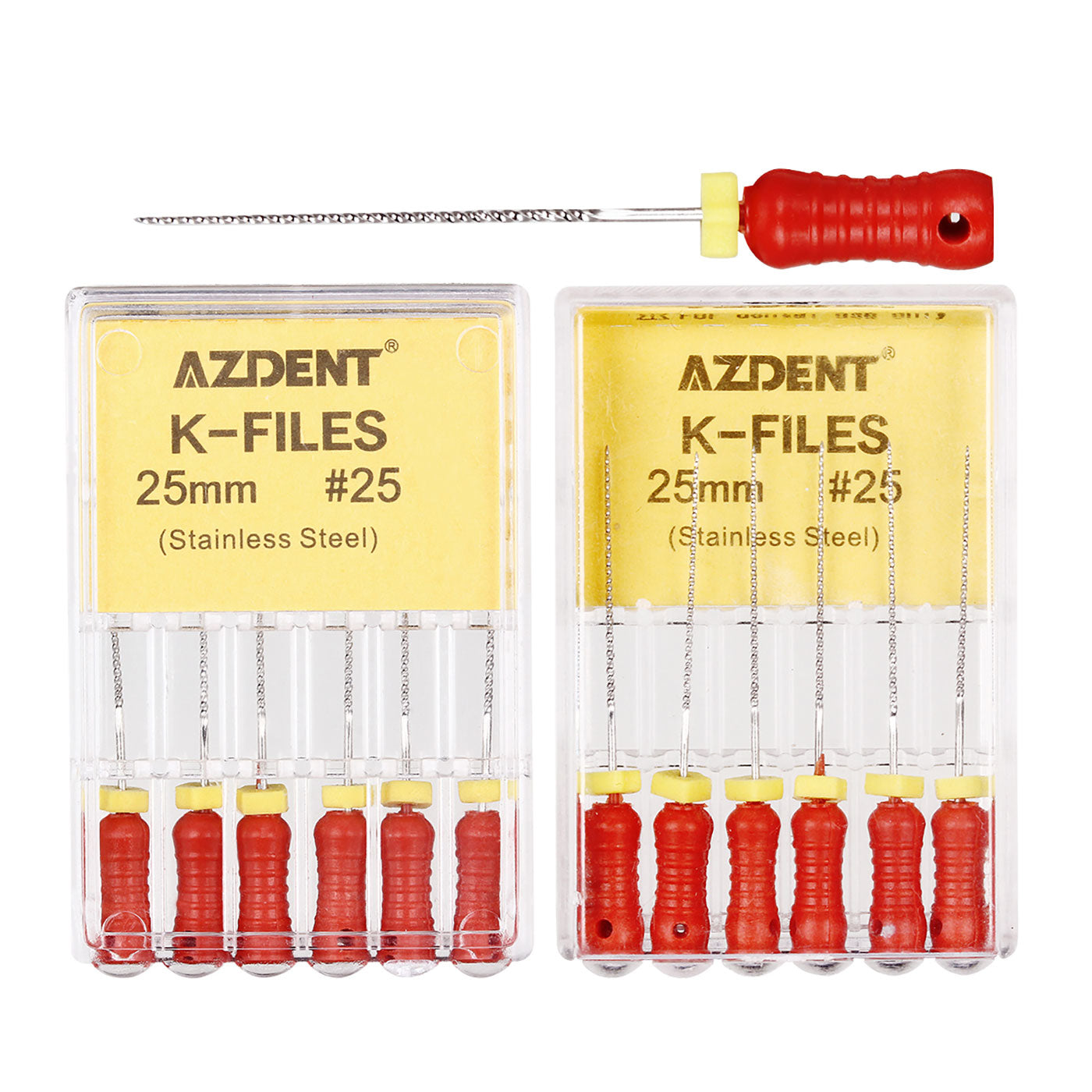 Limas dentales manuales AZDENT de acero inoxidable de 25 mm, n.° 15-80, 6 unidades, 9 colores
