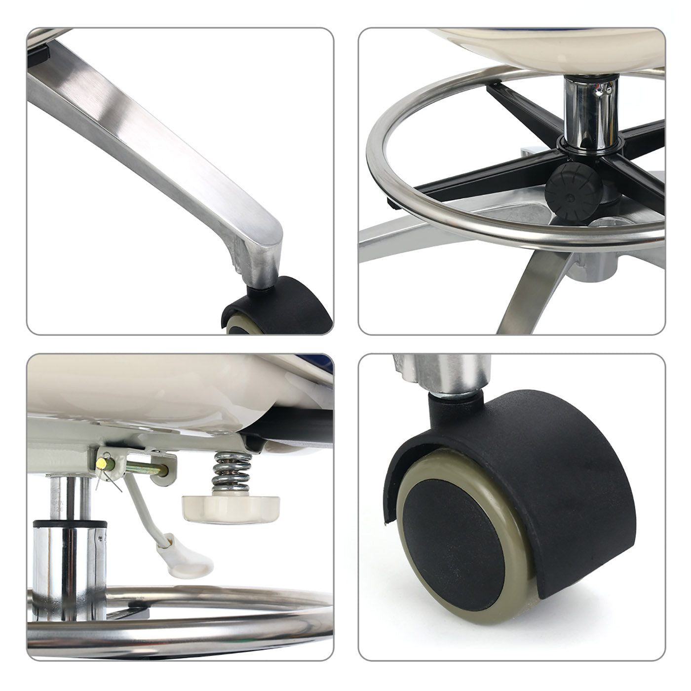 Dental Doctor Stool With Adjustable Seat And Backrest 360-Degree Rotated Blue